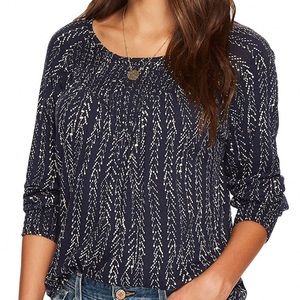 Lucky Brand Chevron Print Smocked Top